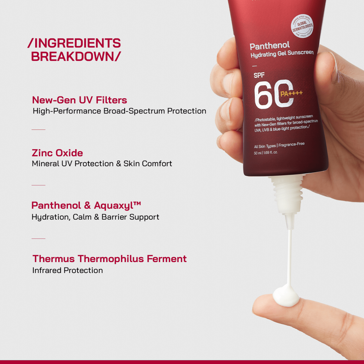 Panthenol Hydrating Gel Sunscreen SPF 60 PA++++ - /PHD/ - Proven Honest Derma