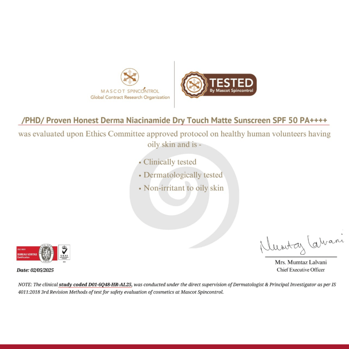 Niacinamide Dry Touch Matte Sunscreen - /PHD/ - Proven Honest Derma