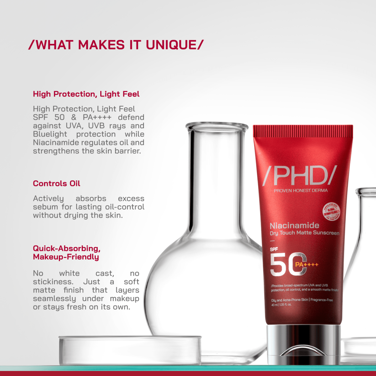 Niacinamide Dry Touch Matte Sunscreen - /PHD/ - Proven Honest Derma